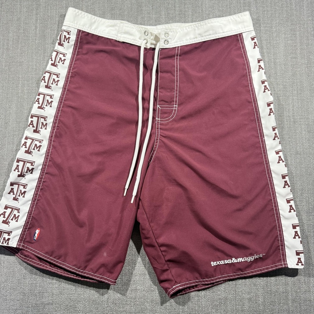 Texas A&M Aggies Swimsuit Mens Large Maroon Red Football Team Sports Beachwear‎